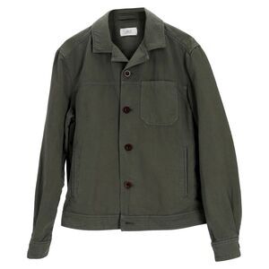 Mr P. Camp-Collar Garment-Dyed Jacket in Green Cotton
